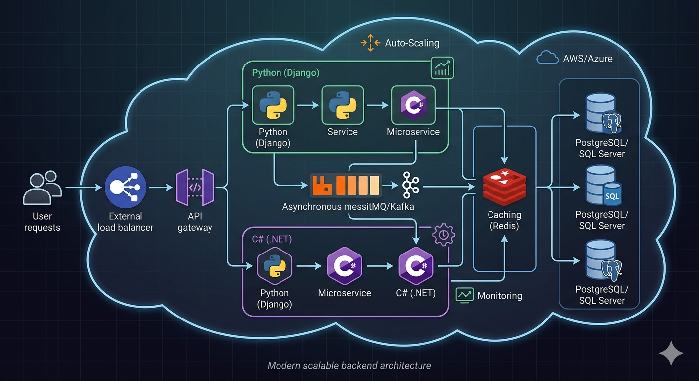 Scalable backend architecture diagram